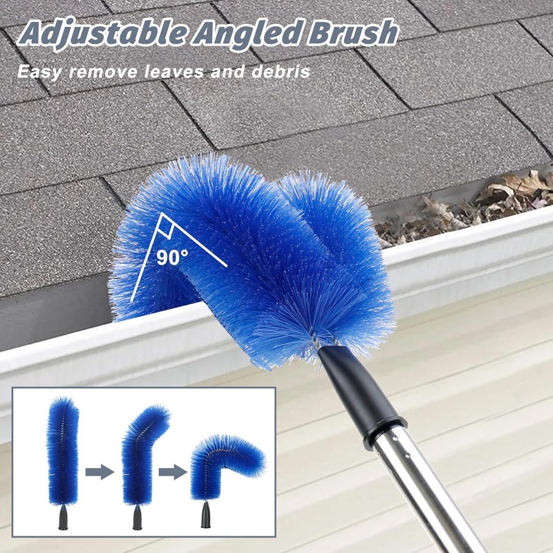 Flamorrow Gutter Cleaning Brush, 9.5 Ft Extendable Roofing Guard Cleaner Tool with Telescopic Pole & 2 Brush Heads, Gutter Cleaning Tools from Ground for Easy Remove Debris and Leaves - Image 4